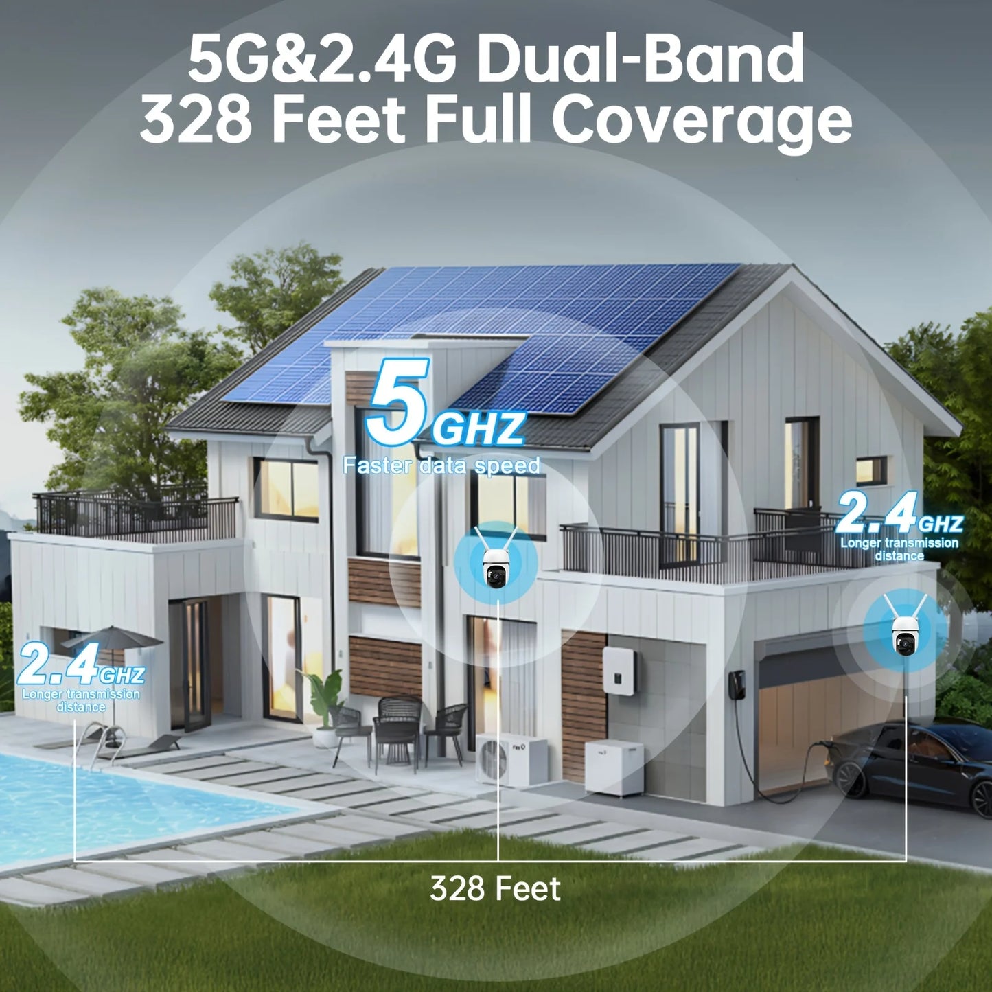 WESECUU PTZ Outdoor Camera 360 Auto Tracking 4MP Night Vision