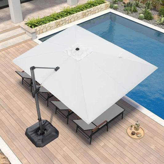 Aluminum Cantilever Patio Umbrella Rectangular Offset With 360 Degree Rotation
