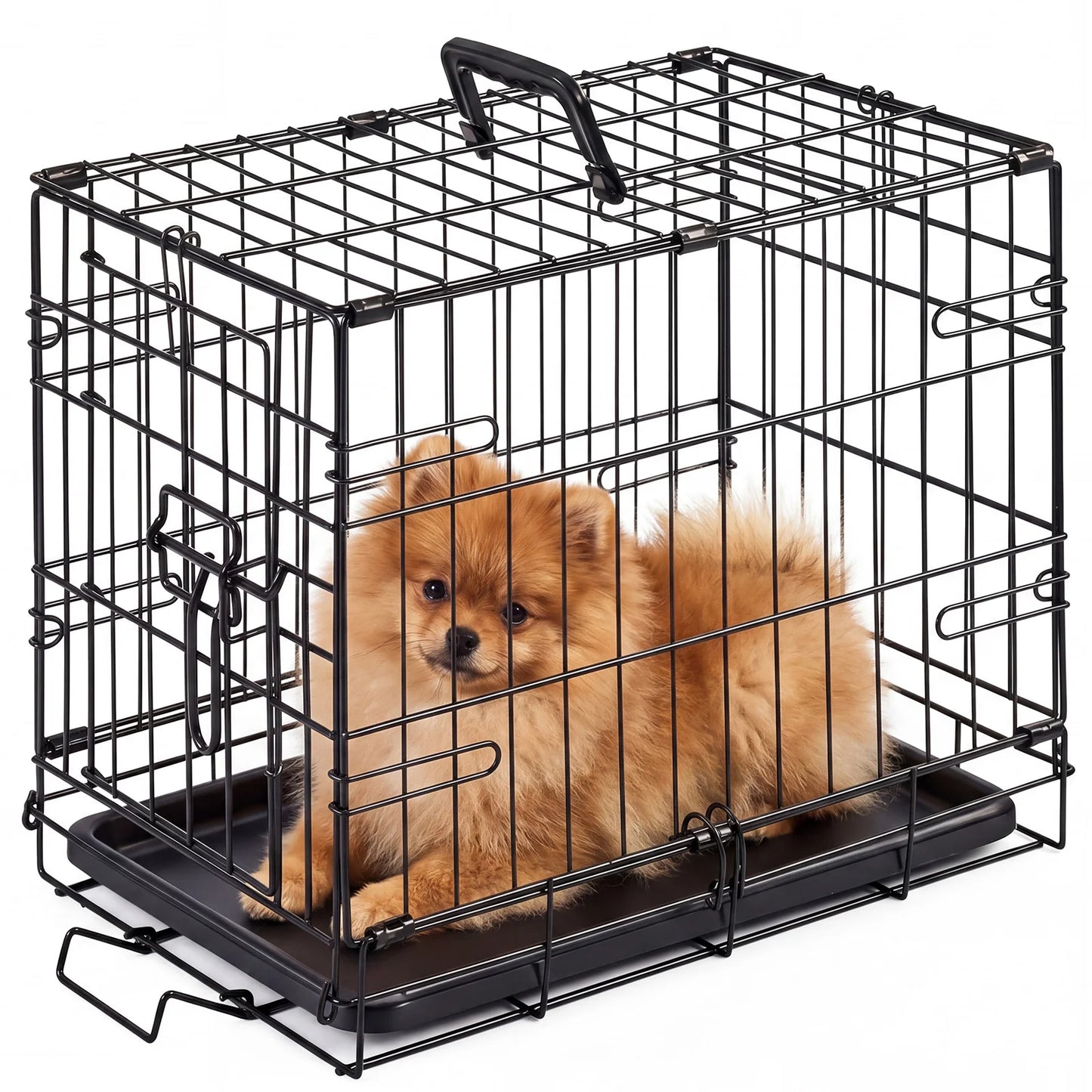 JHK Single Door Metal Dog Crate With Secure Lock Tray