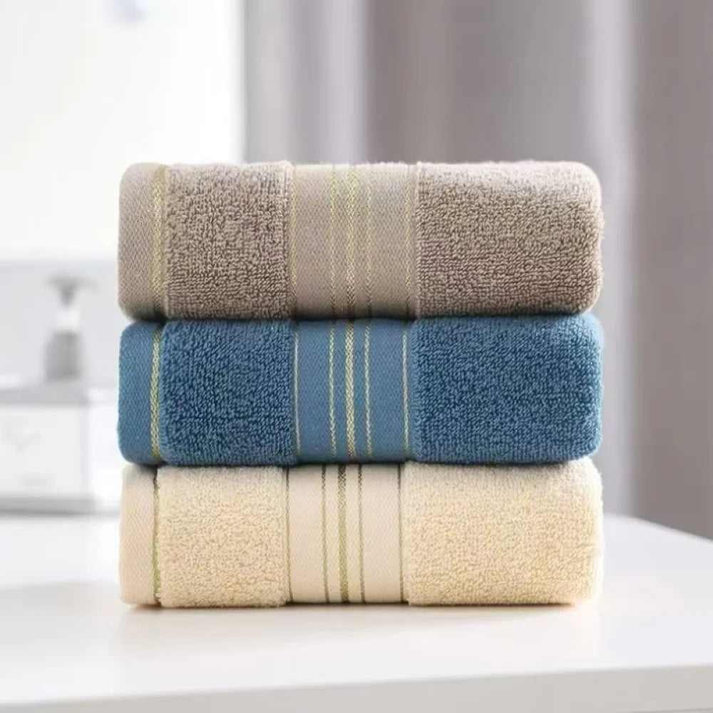Premium Absorbent Cotton Towels With Elegant Gold Trim