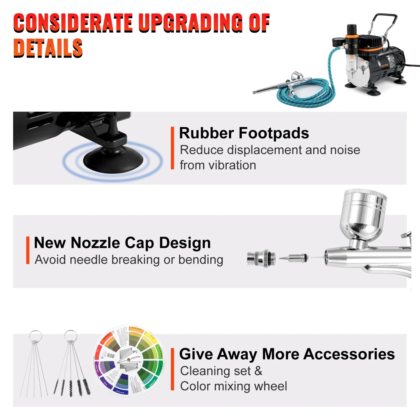SucceBuy Professional Dual Action Airbrush 120W Spray Gun Set