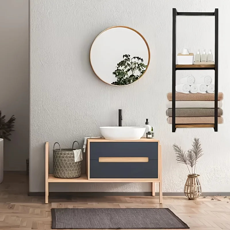 French Country Rustic Carbon Steel Wall Mounted Towel Rack