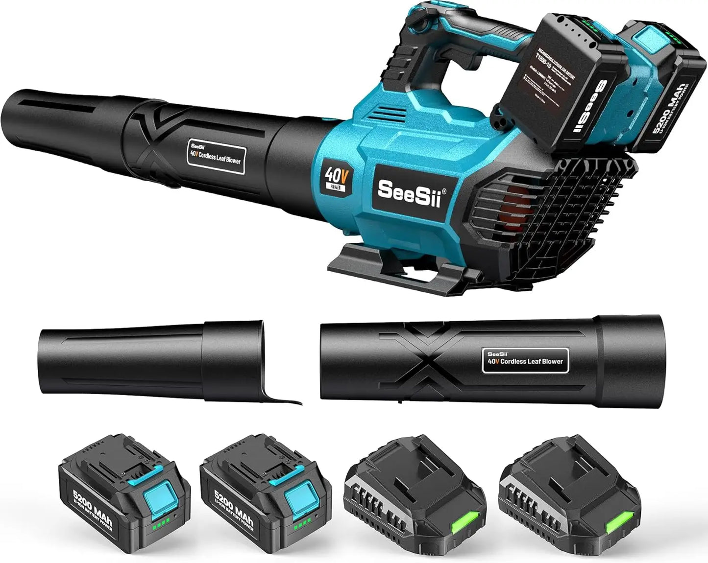 SeeSii 40V Brushless Turbo Cordless Leaf Blower 680CFM 20000RPM