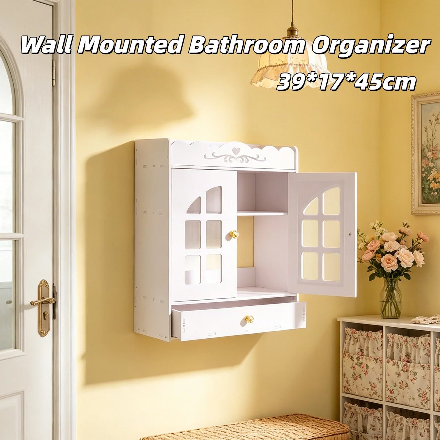 Wall Mounted Bathroom Organizer Four Tier Shelf For Toiletries