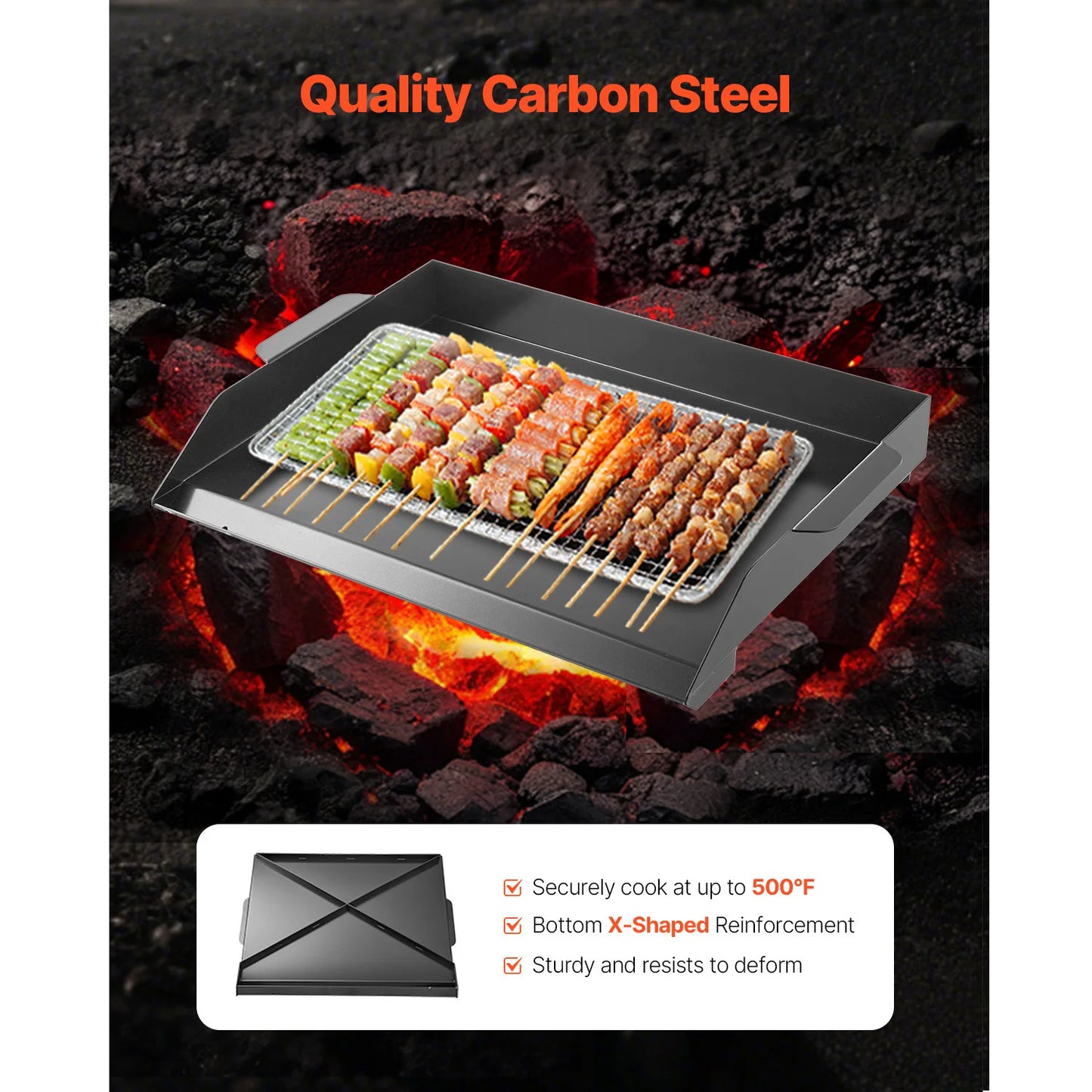 SucceBuy Carbon Steel Griddle Universal Flat Top For Gas Grills