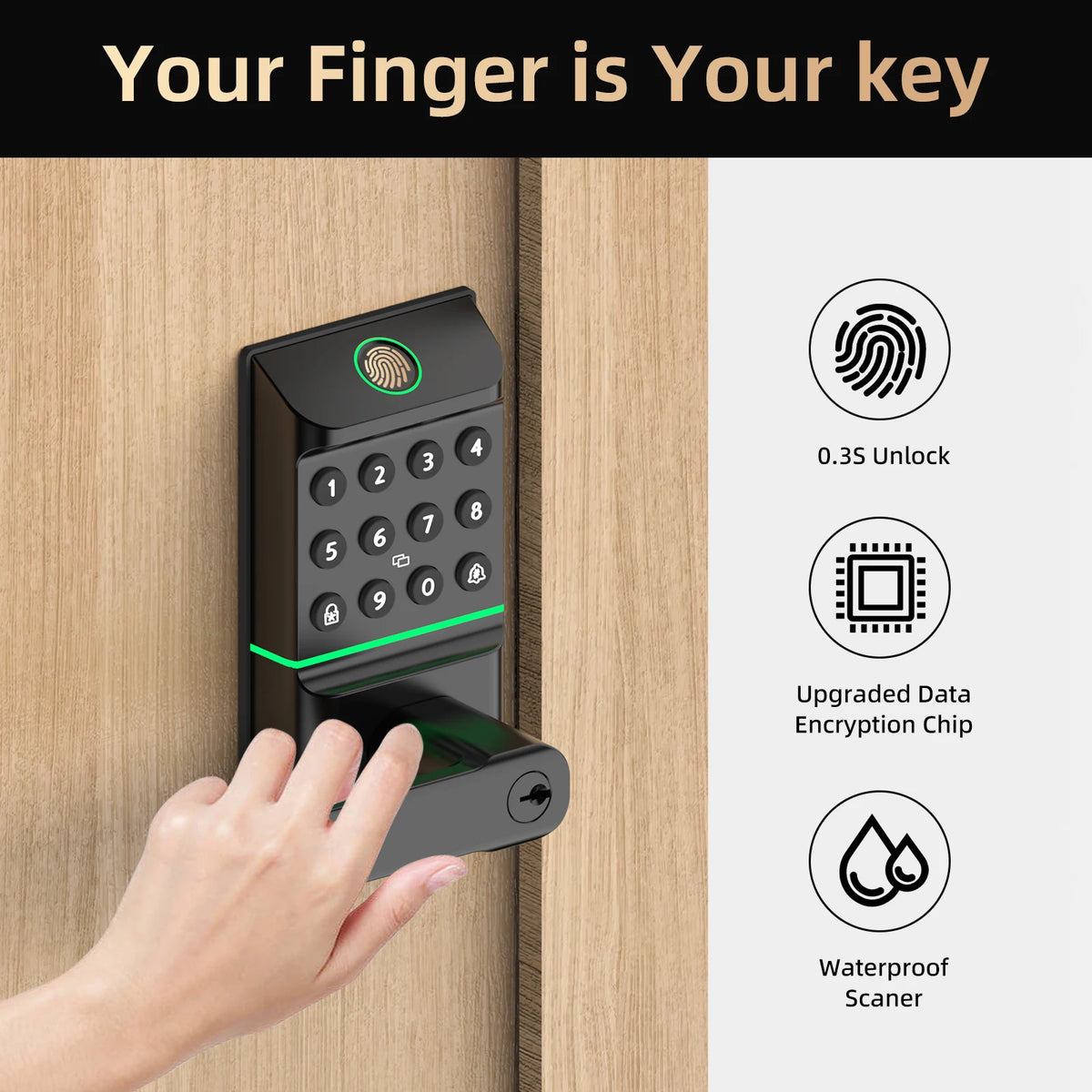 Viladepot Smart Fingerprint Door Lock With Bluetooth App Control
