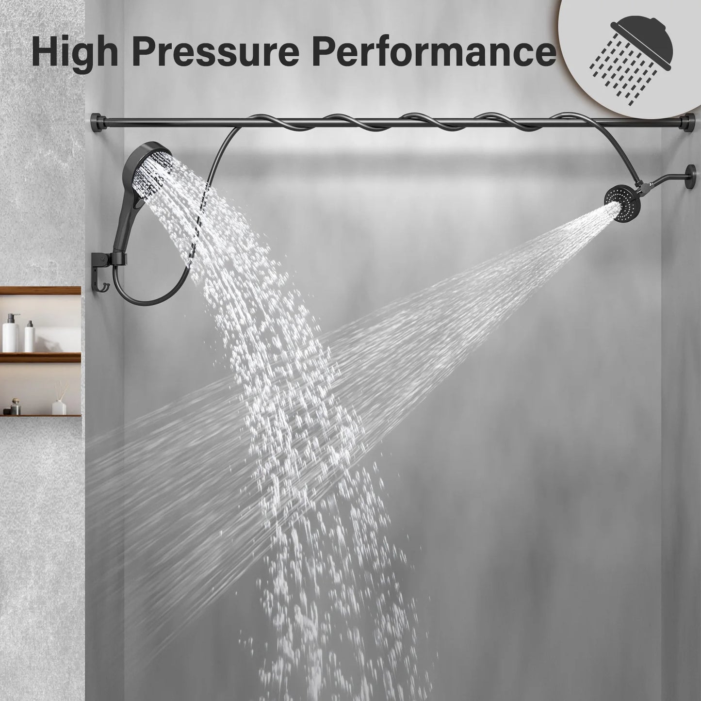 Tandem Shower Head for Couples With High Pressure Dual System