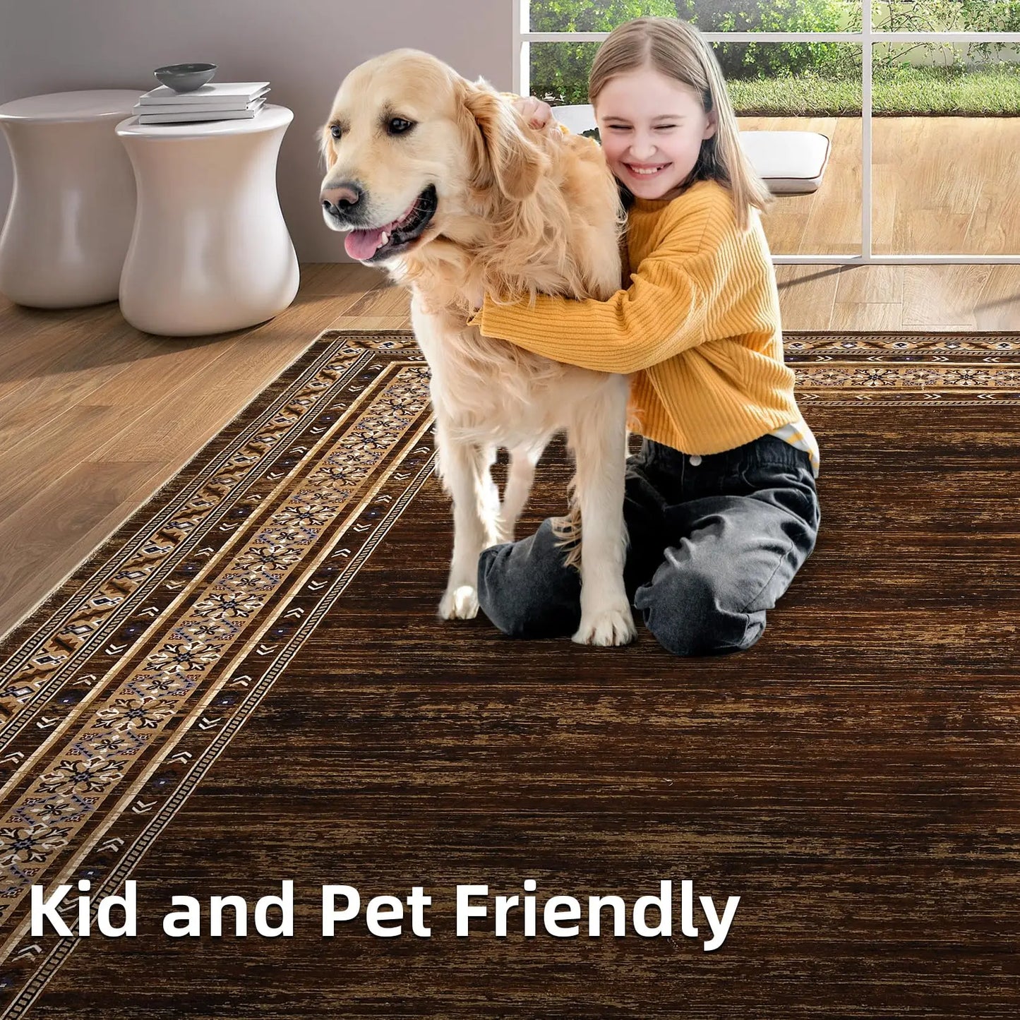 Modern Washable Area Rug With Soft Non Slip Texture