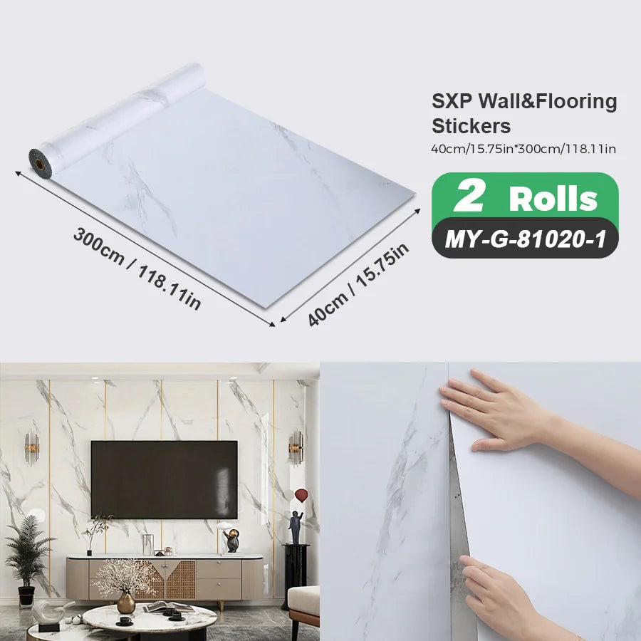 Self-Adhesive Wall and Floor Sticker Wood Grain Marble Design Wallpaper