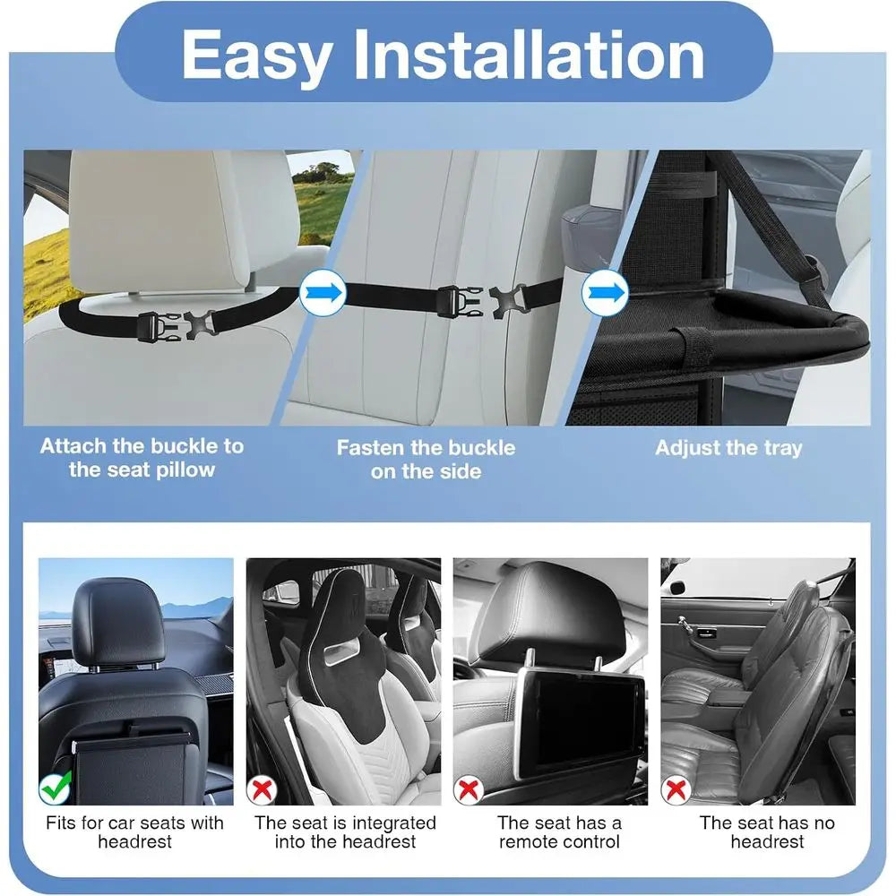 Backseat Car Organizer With Table Tray And Storage Pockets