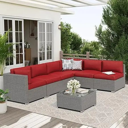 7 Piece Outdoor Patio Furniture Sofa Set Rattan Wicker Table