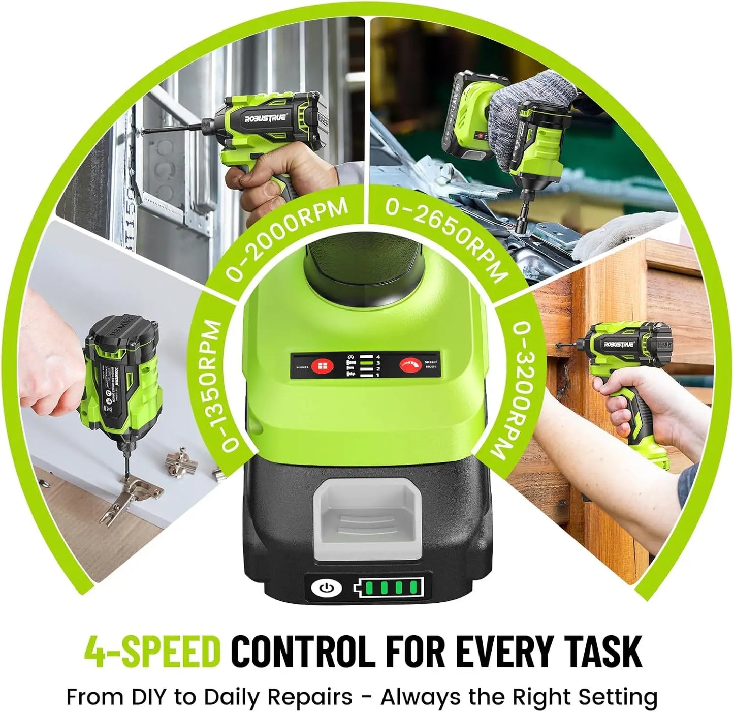 Cordless 21V Impact Driver Brushless 2.0Ah Battery