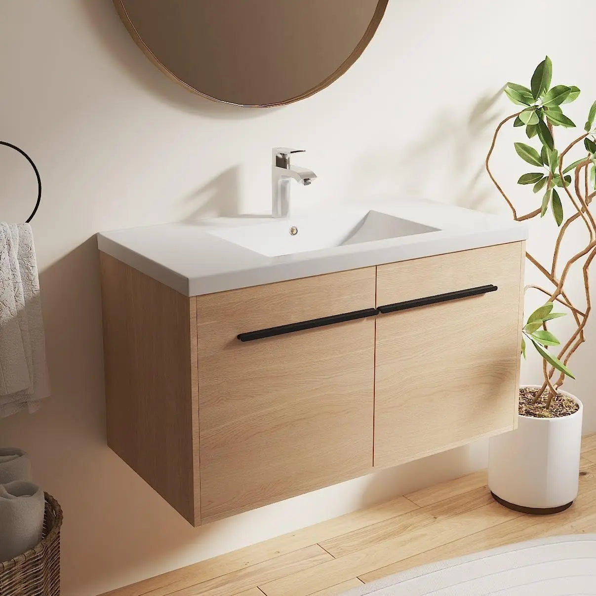 Floating Bathroom Vanity With Sink Wall Mounted Premium Plywood Construction