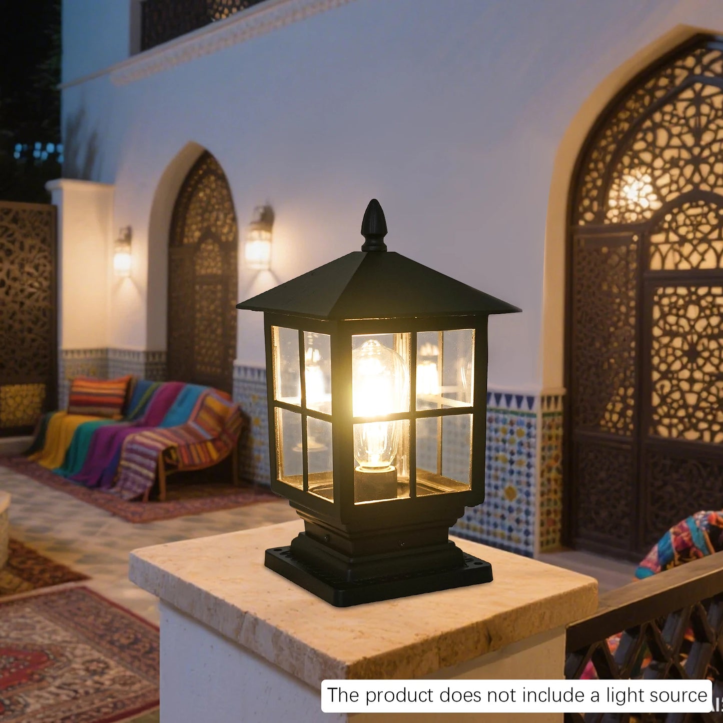Bymaocar Retro Outdoor Post Light Aluminum Lantern For Porch Path