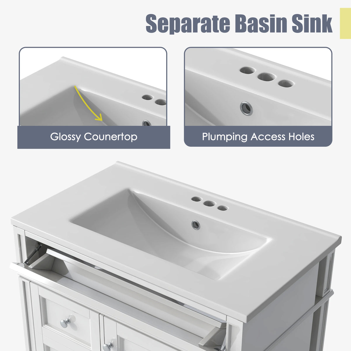 Modern Bathroom Vanity With Sink Freestanding Cabinet With Drawers