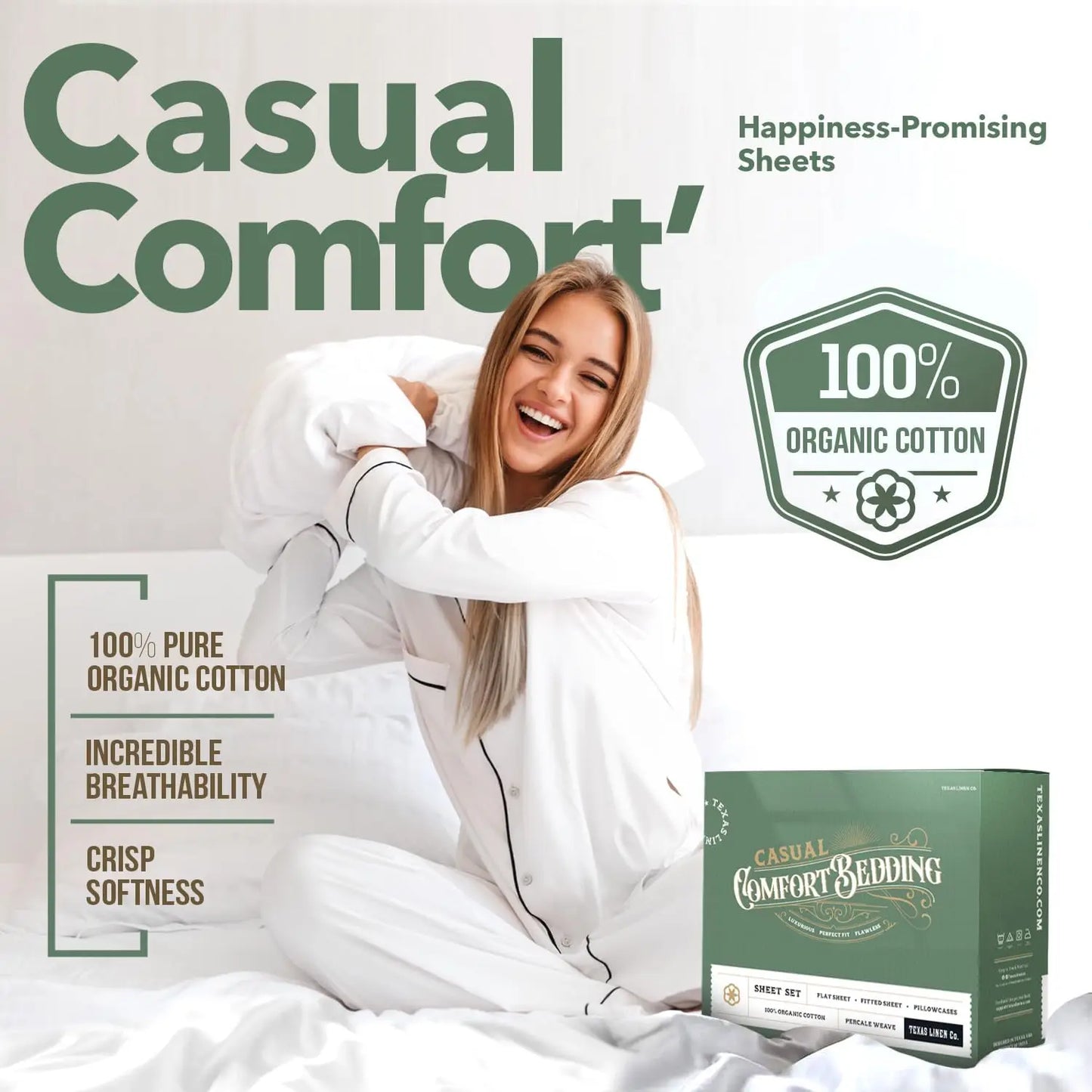 Organic Cotton Sheets 4-Piece Percale Set