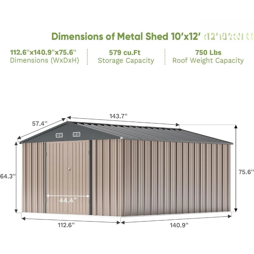 Outdoor Metal Storage Shed With Lockable Door And Sloping Roof