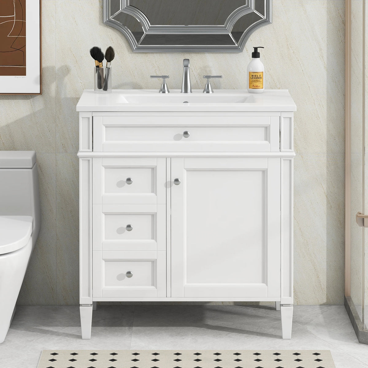 Modern Bathroom Vanity With Sink Freestanding Cabinet With Drawers