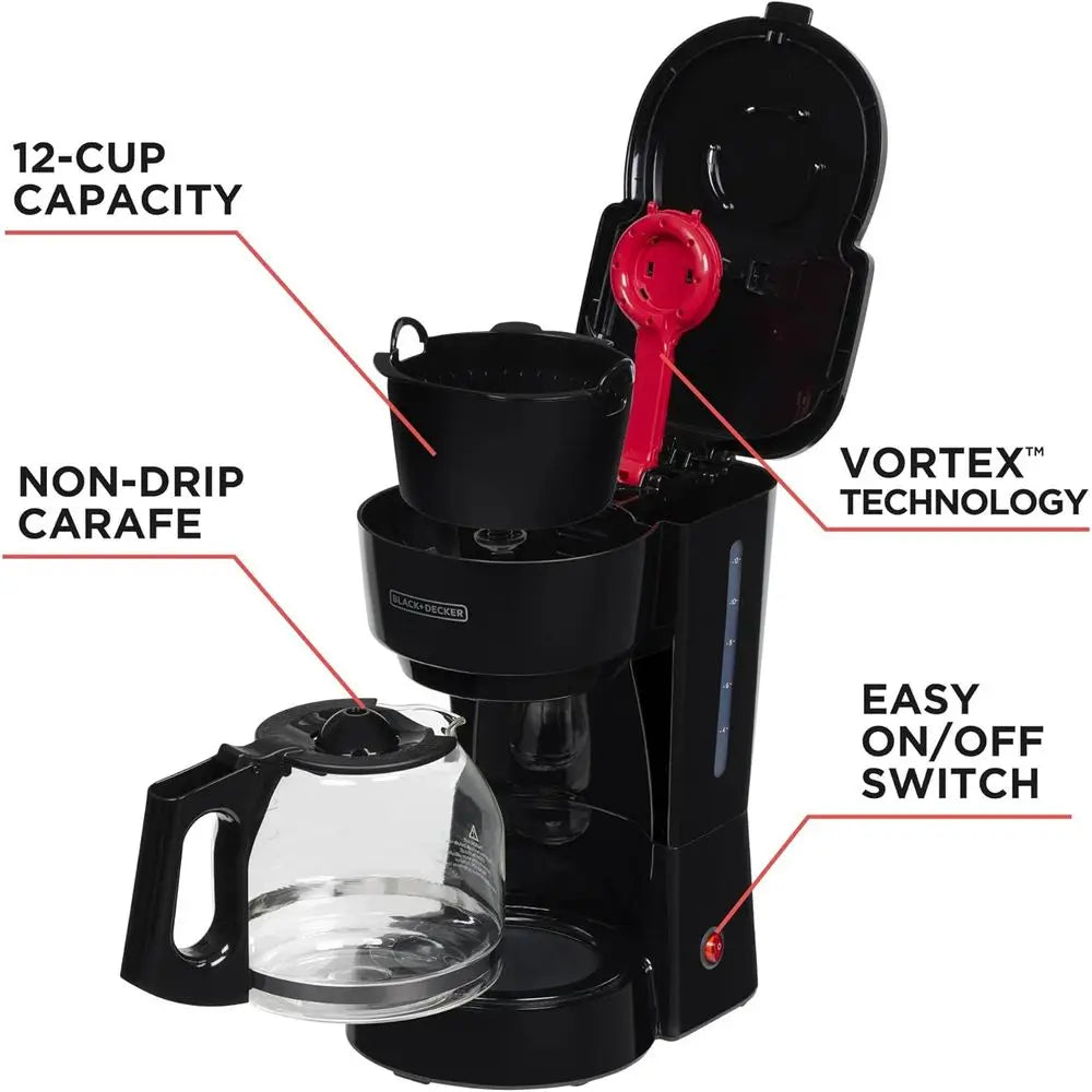Vortex Technology Programmable Coffee Maker With Non Drip Carafe