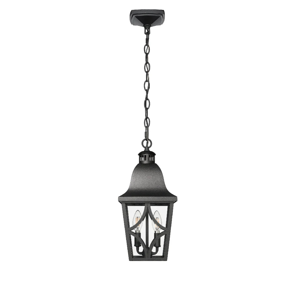 Outdoor Pendant Light Fixture Exterior Aluminium Lantern With Clear Glass