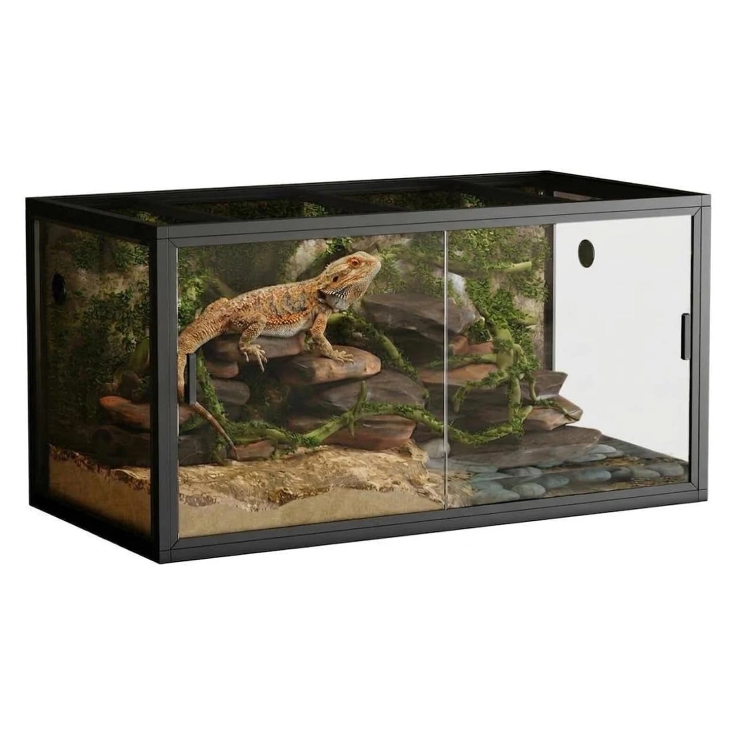 HiMISS Glass Reptile Terrarium With Sliding Doors And Screen Top
