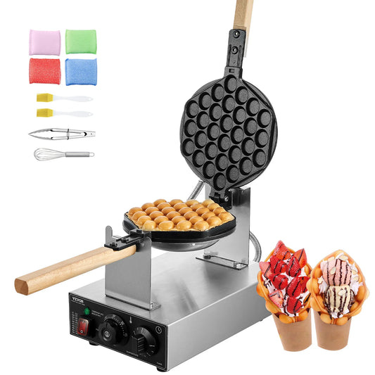 VEVOR Egg Bubble Waffle Maker 1000W Rotating Dual Pans