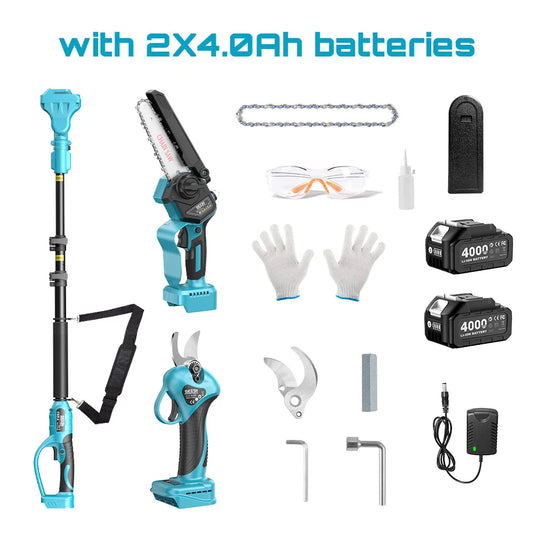 Seesii 3-In-1 Brushless Telescoping Pole Pruning Tool Chainsaw