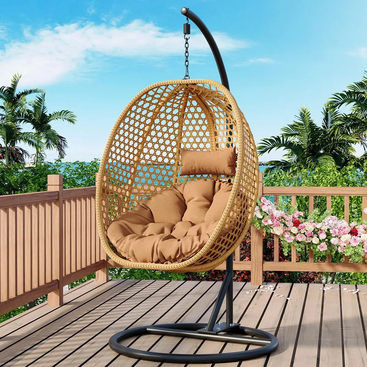 Egg Swing Chair With Stand Indoor Outdoor Hammock Basket