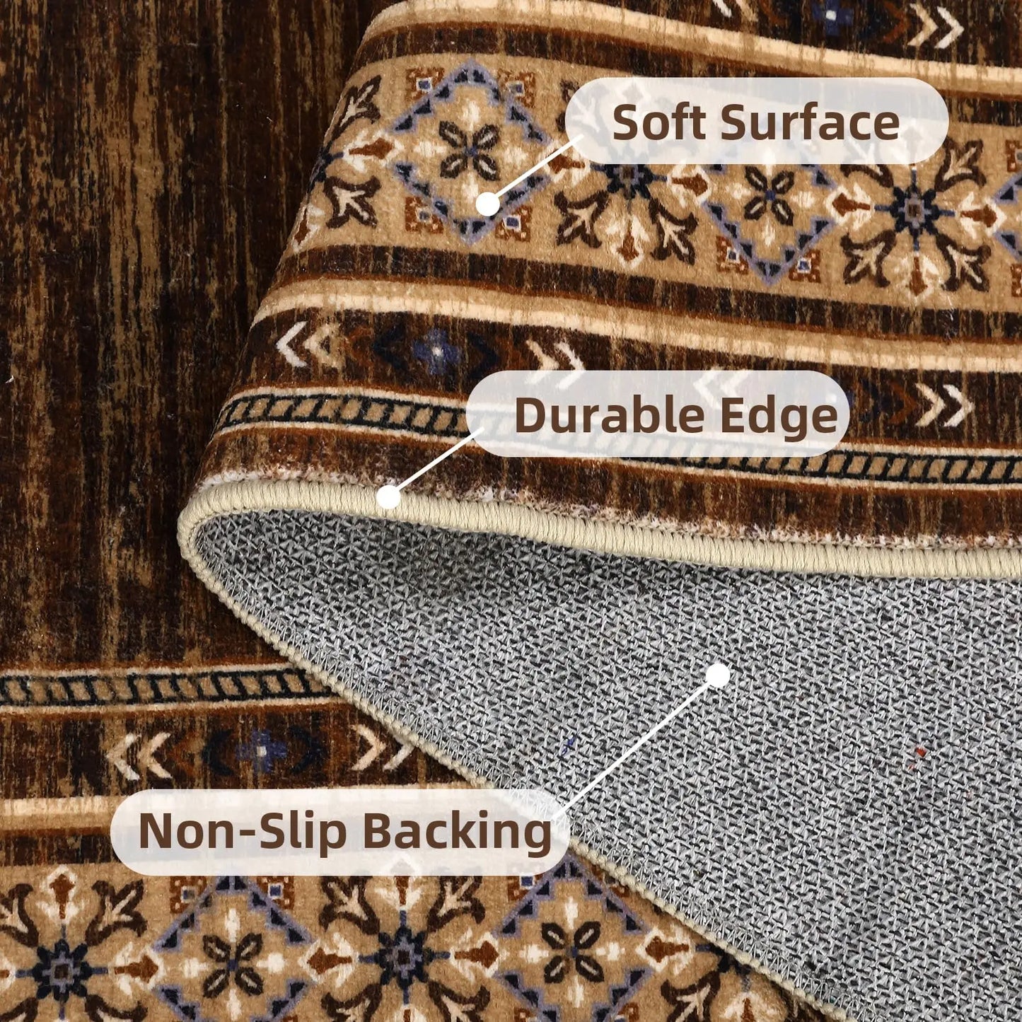 Modern Washable Area Rug With Soft Non Slip Texture