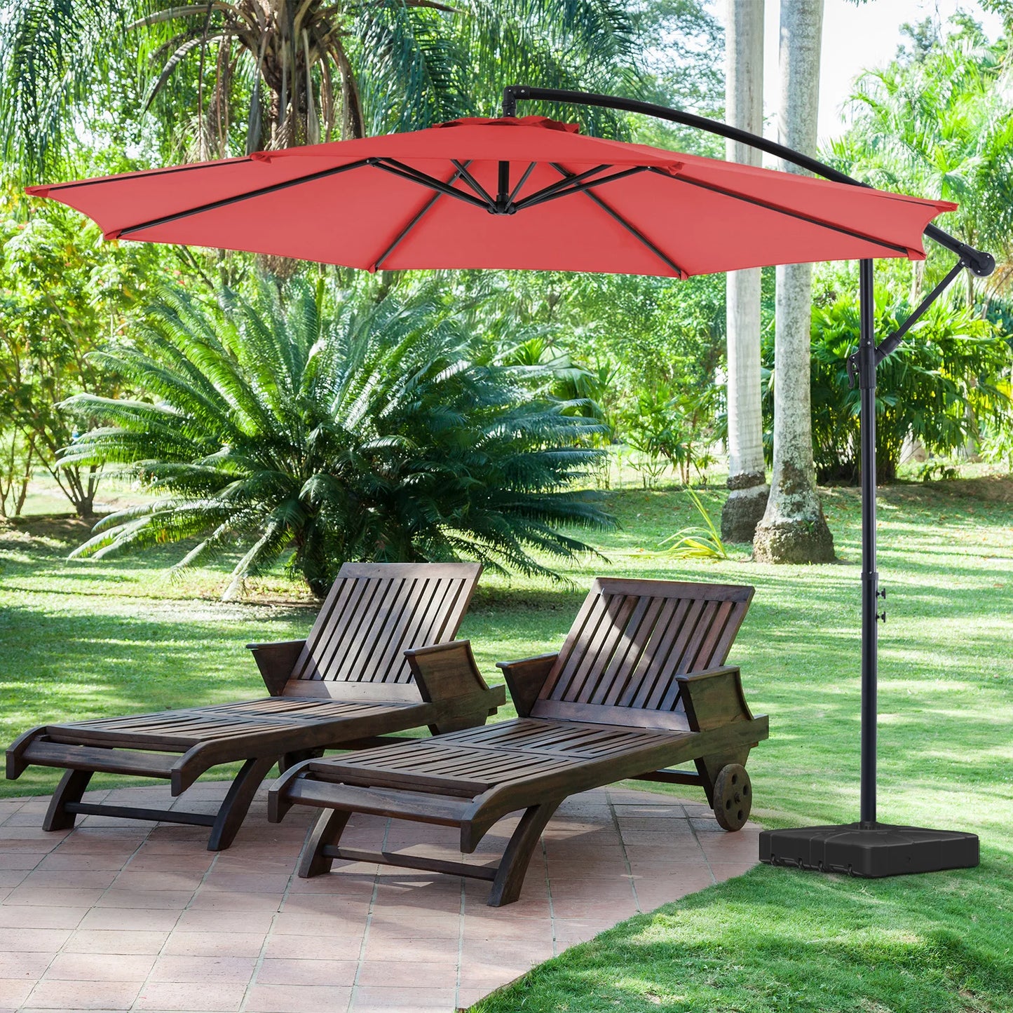 JHK Outdoor Cantilever Patio Umbrella With Easy Tilt UV Protection