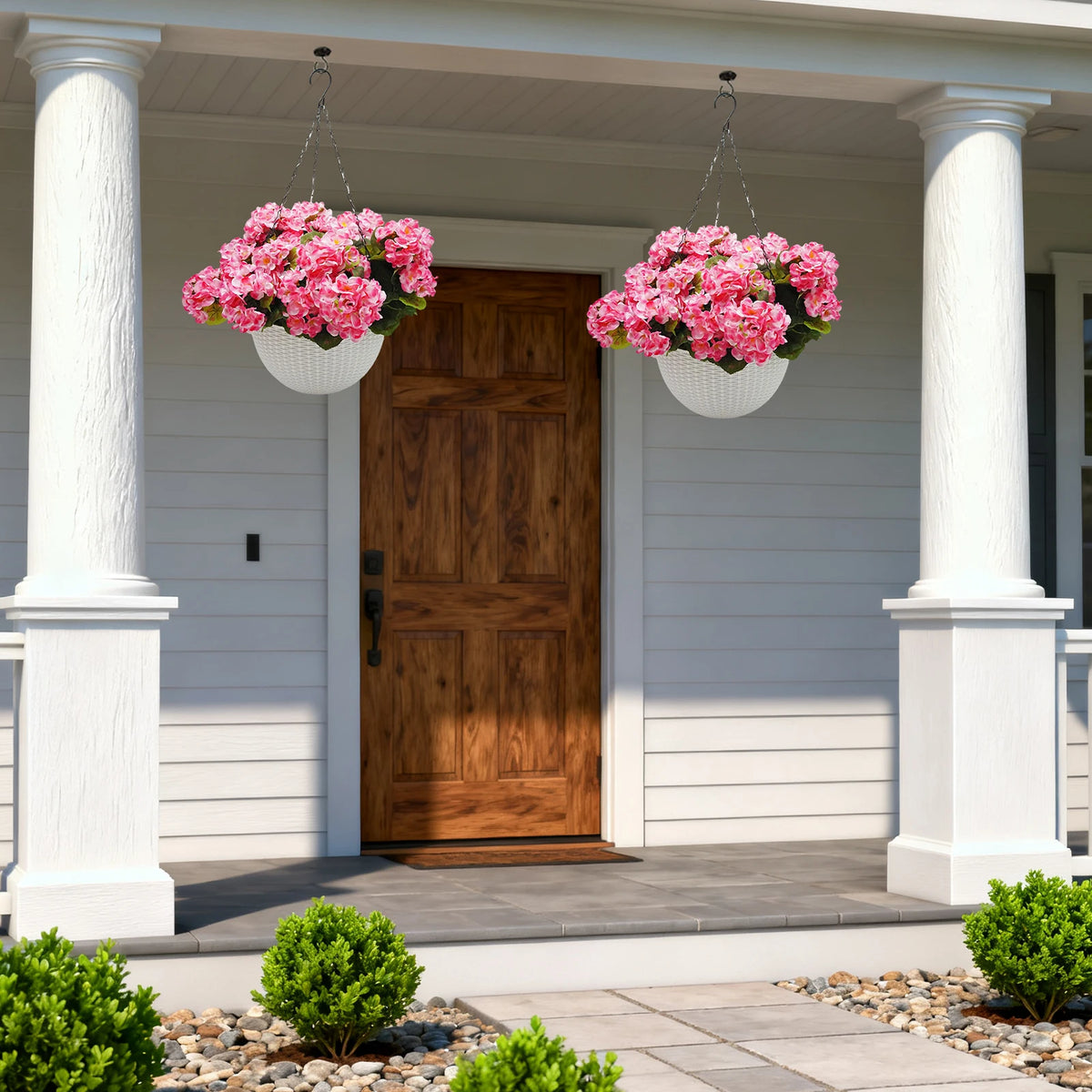Artificial Geraniums Hanging Baskets For Outdoor Patio Garden Decor