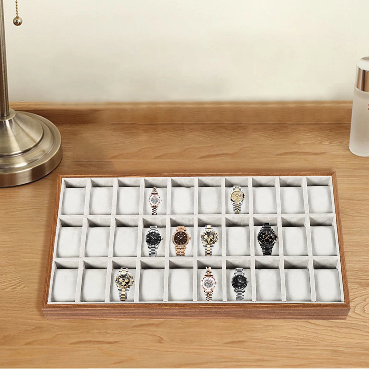 Jewelry Display Organizer Case 30 Slots Multi Grid Velvet Storage