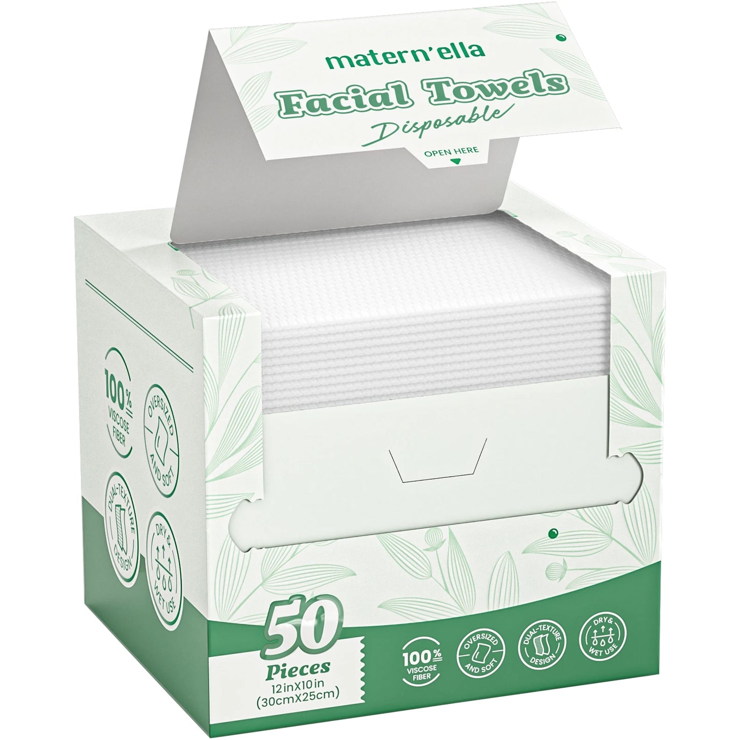 Ultra Soft Disposable Facial Towels Plant Based 50 Count