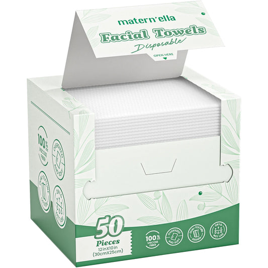 Ultra Soft Disposable Facial Towels Plant Based 50 Count