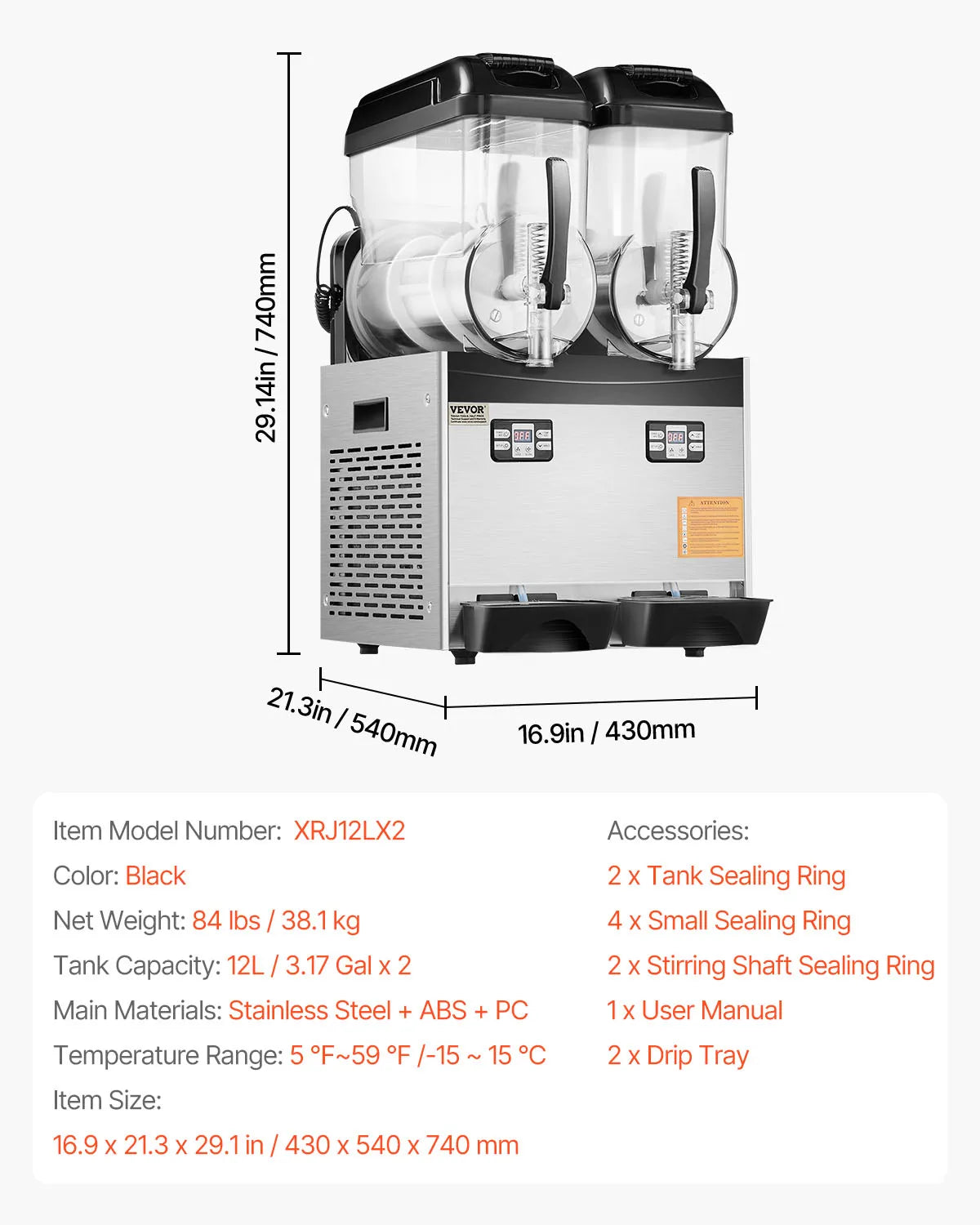 VEVOR Commercial Slushy Machine Dual Tank For Margaritas And Smoothies