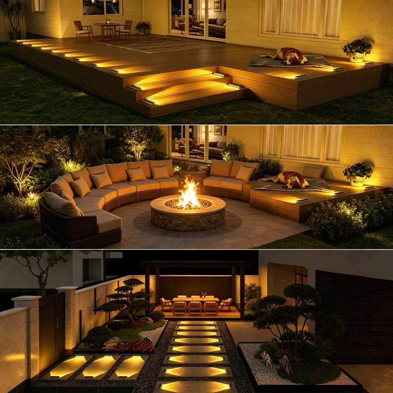Solar LED Step Lights IP68 Waterproof For Outdoor Pathway Use