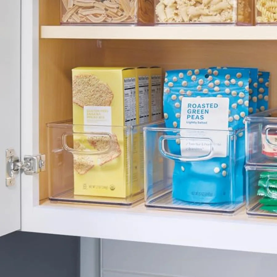 Stackable Clear Plastic Bin Kitchen Organizer for Fridge and Pantry