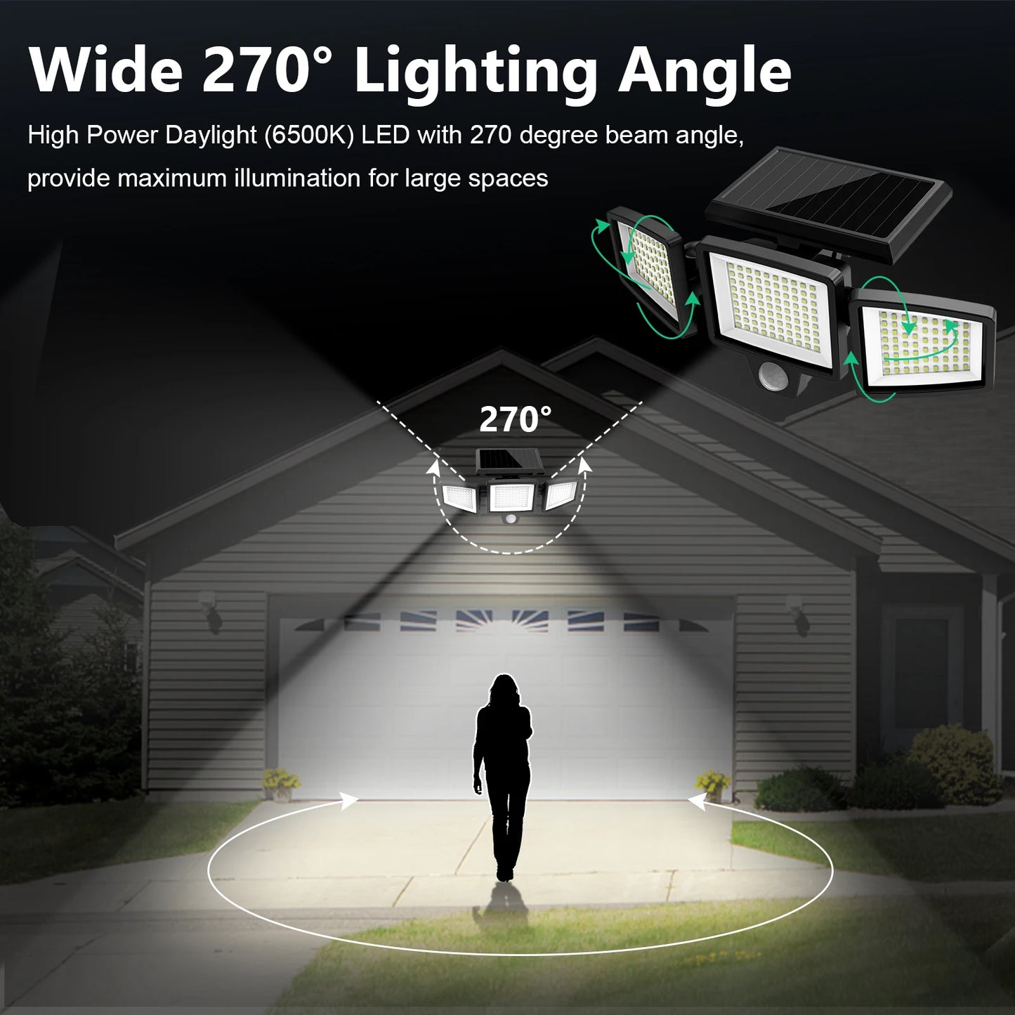 SZRSTH 3 Pack Outdoor Solar Lights With Motion Sensor 2800LM