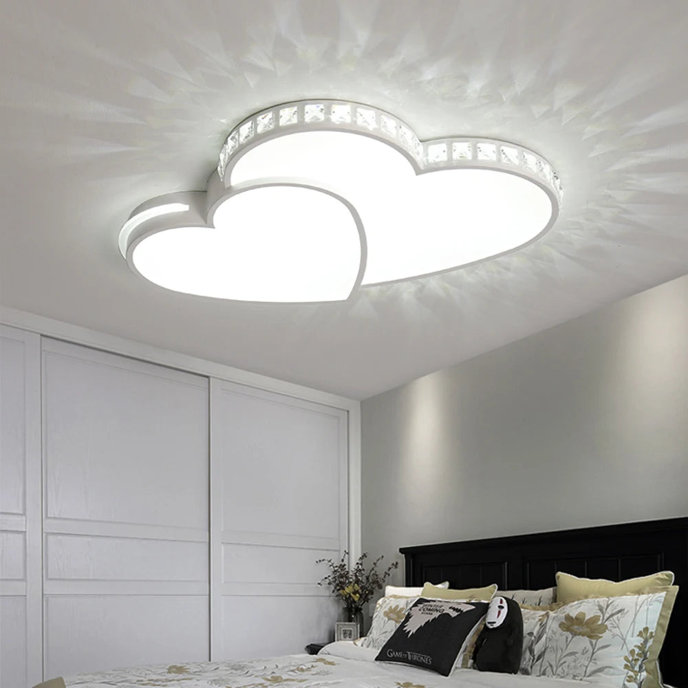Crystal Heart Ceiling Light Fixture for Kids Bedroom Living Room