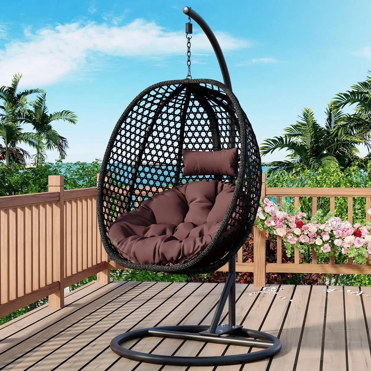 Egg Swing Chair With Stand Indoor Outdoor Hammock Basket