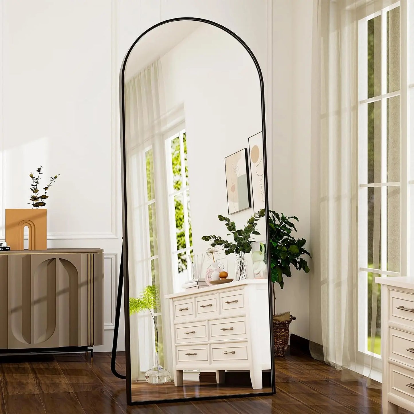 BEAUTYPEAK Arched Mirror With Aluminum Frame For Home Use