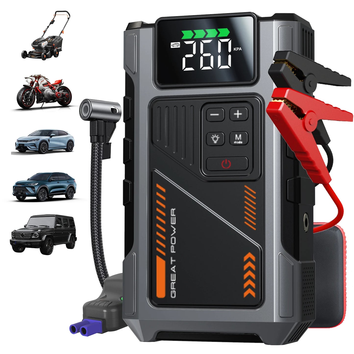 Geeneu 3000A Peak Portable Car Jump Starter With Air Compressor