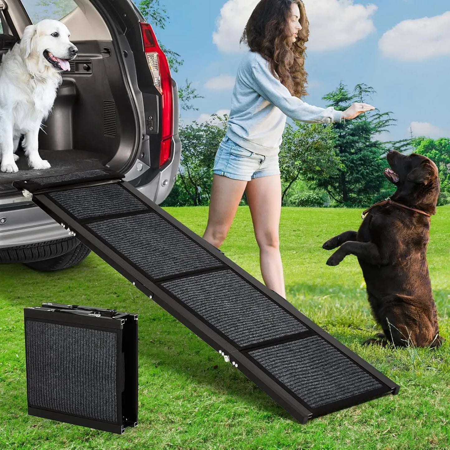 HiMISS Upgraded Dog Ramp for Cars with Non Slip Surface