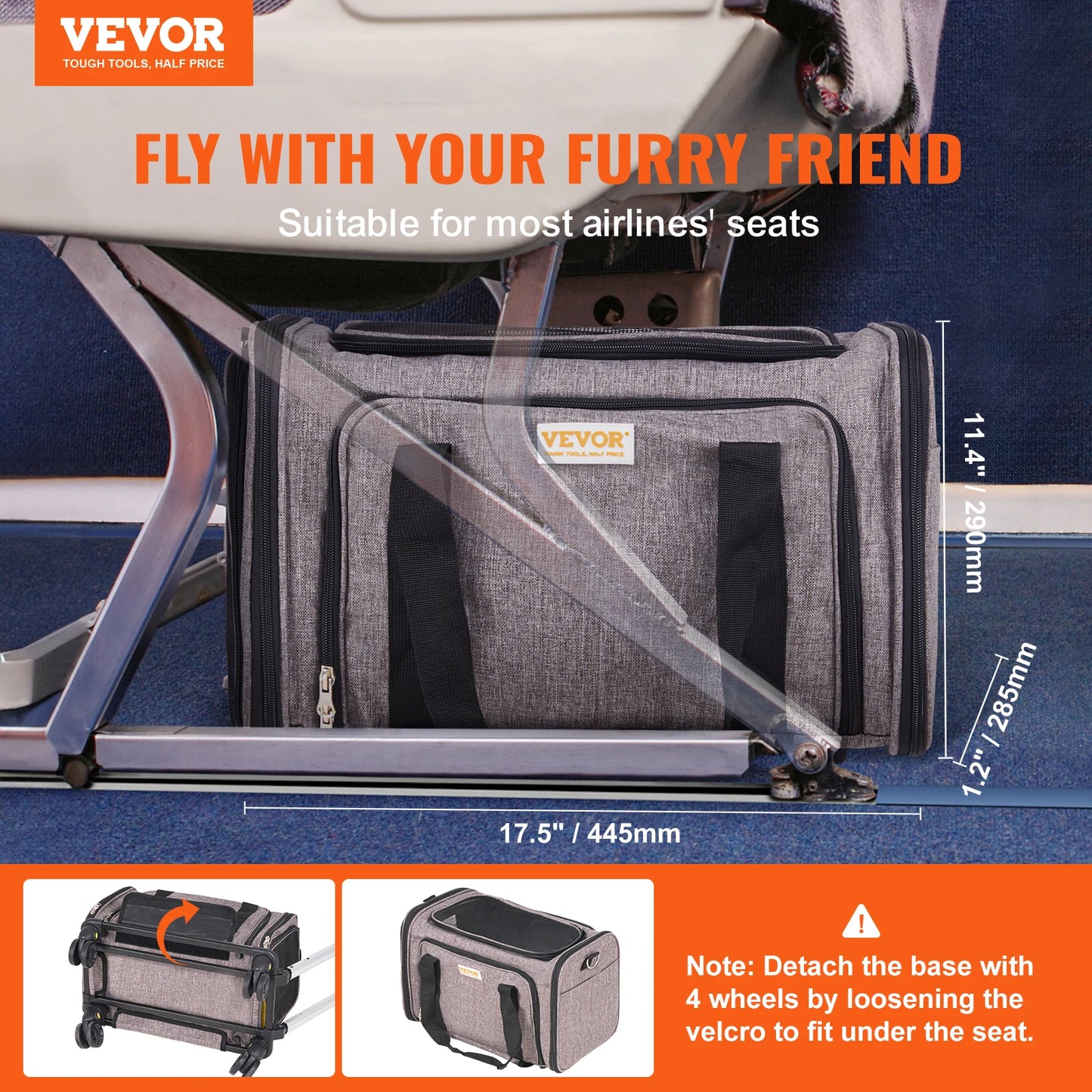 Pet Carrier Backpack With Telescopic Handle For Travel