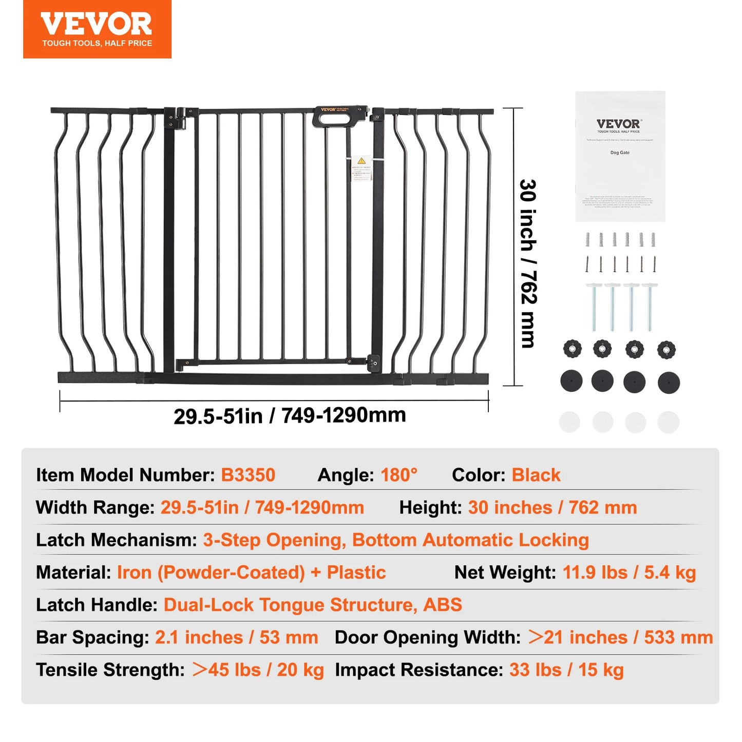 SucceBuy Baby Gate Pressure Mount Walk Through For Kids Pets