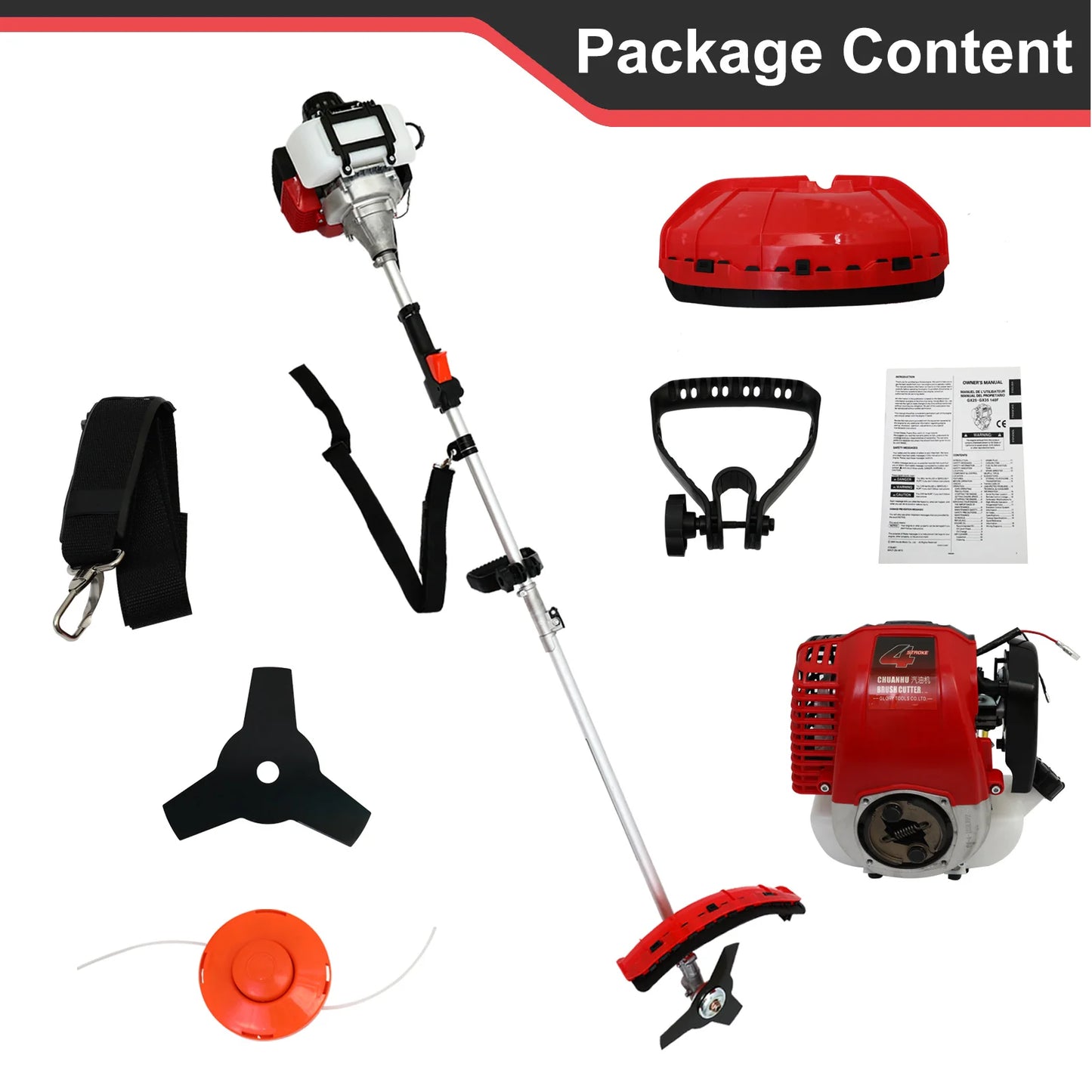 4 Stroke Gas Weed Eater Straight Shaft Trimmer High Power