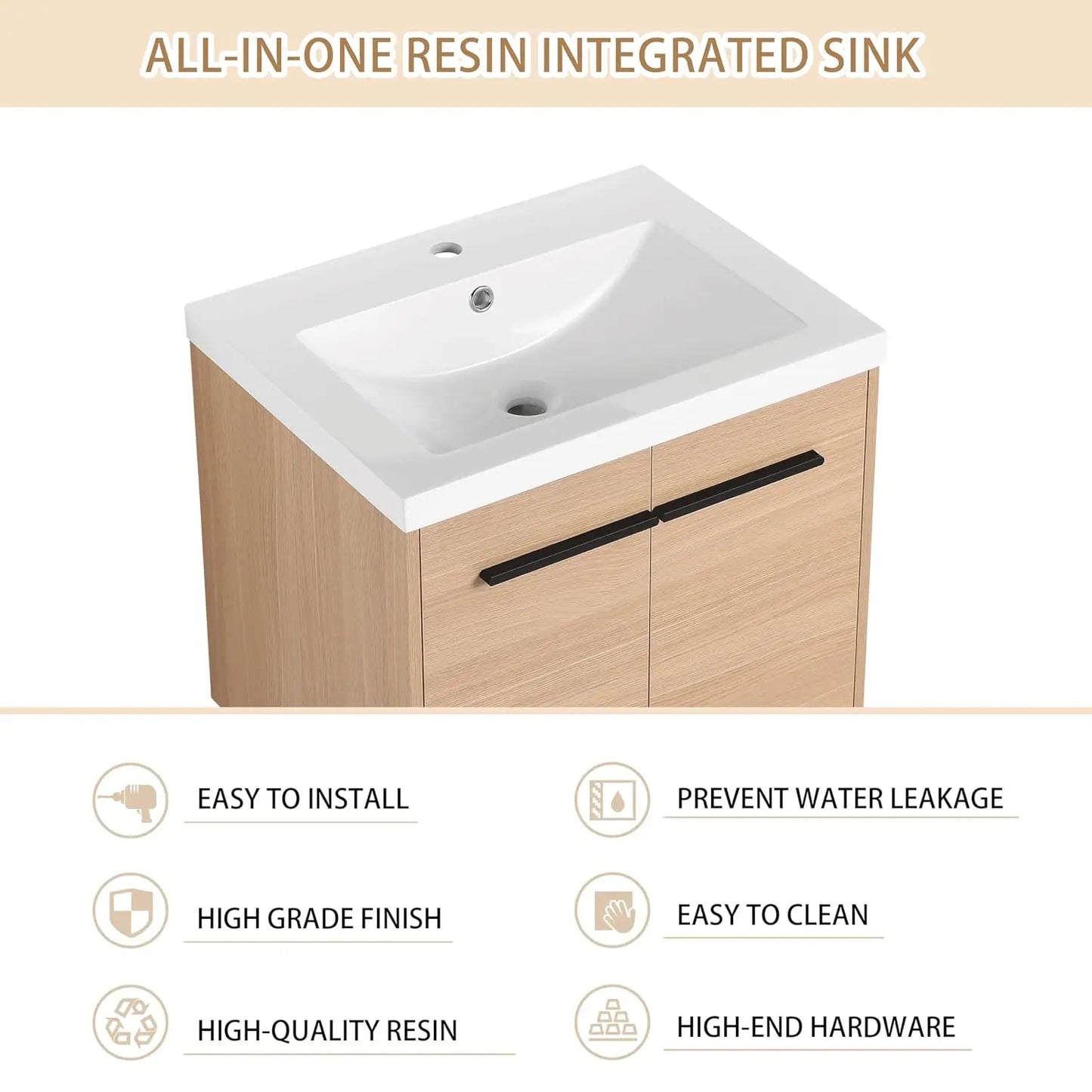 Floating Bathroom Vanity With Sink Wall Mounted Premium Plywood Construction