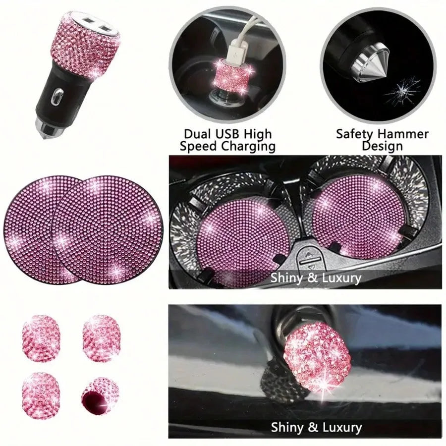 Femme Style Artificial Diamond Steering Wheel Cover Set