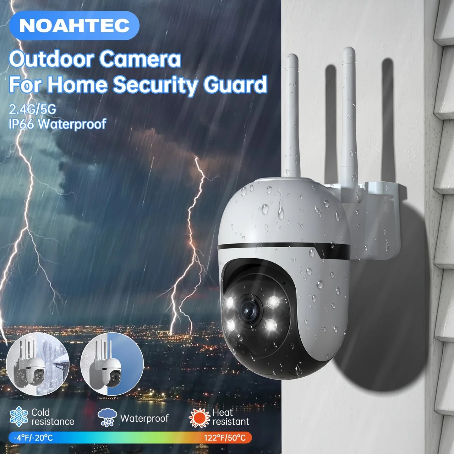 WESECUU PTZ Outdoor Camera 360 Auto Tracking 4MP Night Vision