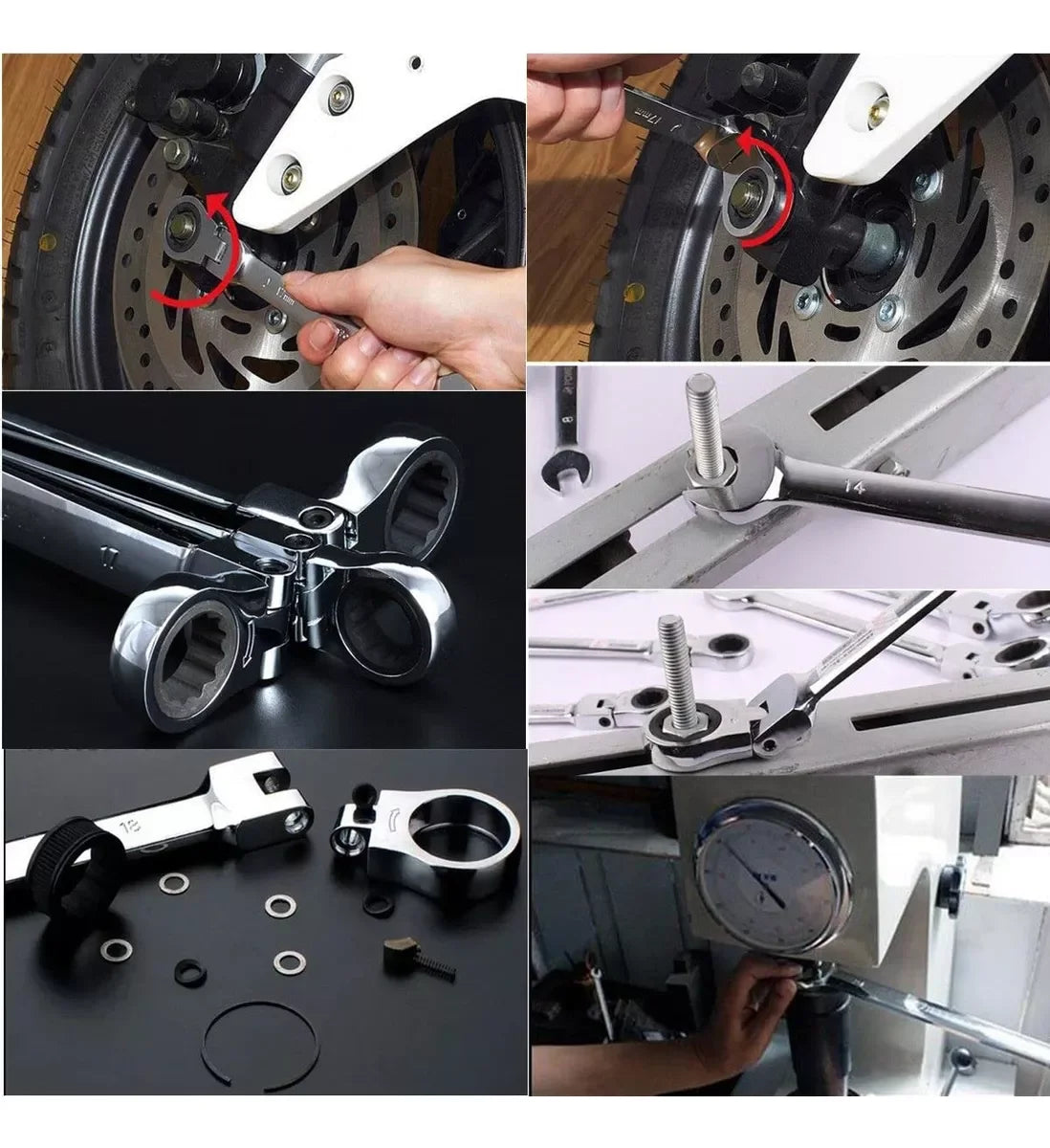 WOZOBUY Flex-Head Ratchet Wrench Set Cr-V Steel With Rolling Pouch